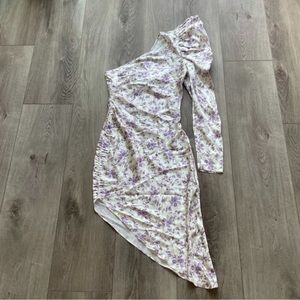 RONNY KOBO ONE SHOULDER PUFFY FLORAL PRINT DRESS DERBY READY!